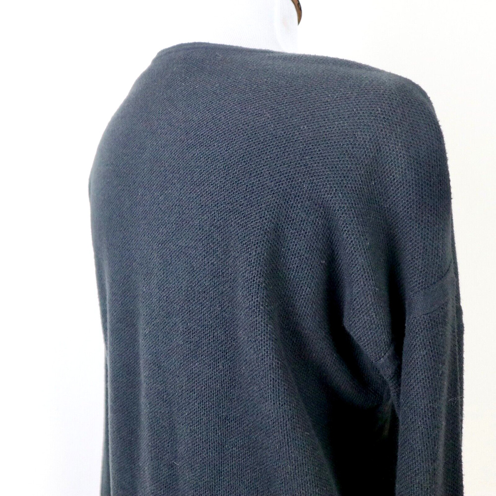 J Jill Size S Tie Front Cotton Blend Sweater Textured Fine Knit Black - Picture 5 of 9